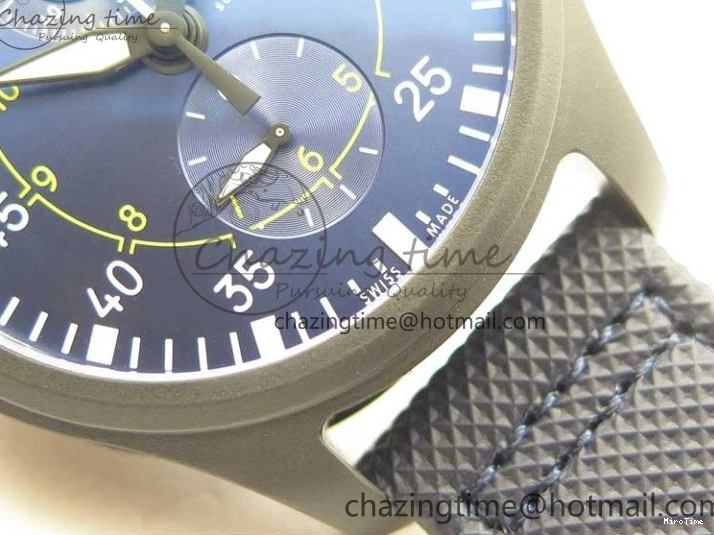 MIROTIME 0304 Reliable Pilot Chrono Blue Angels Black Ceramic ZF Best Edition on Blue Leather Strap A 7088